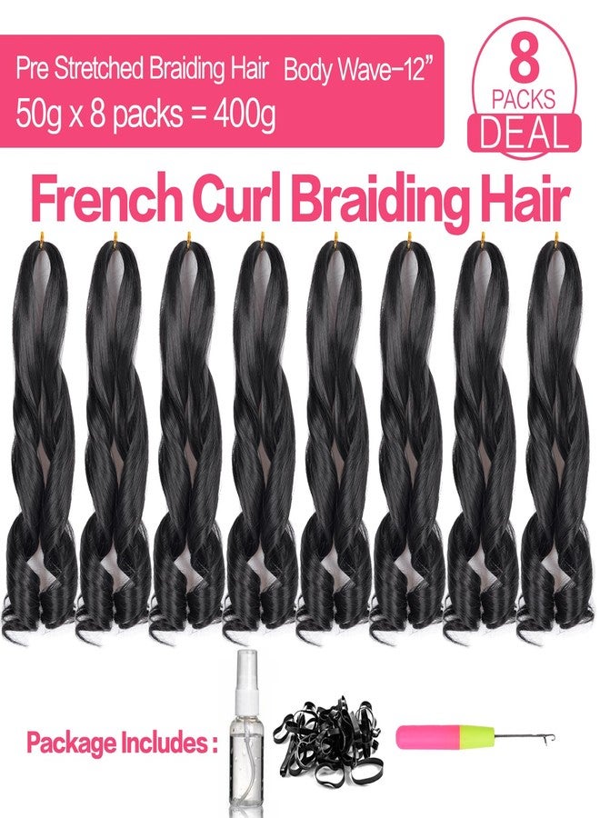 Luoyudu French Curl Braiding Hair 12 Inch 8 Packs Natural Black Curly Braiding Hair Pre Stretched 50g/pack Loose Wavy Crochet Hair Synthetic Hair Extensions for Black Women (12 inch,8 packs, 1B) - Image 4